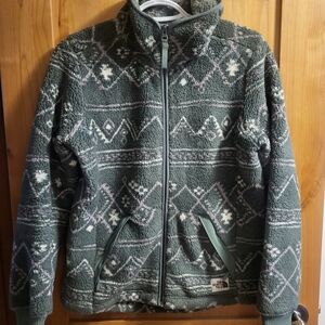 The North Face Green Aztec Sherpa Fleece Jacket